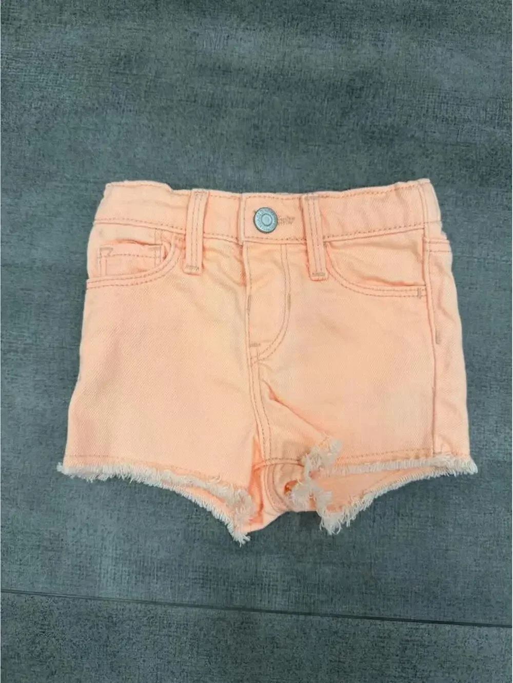 12-18m • Old Navy • Baby Toddler Girl Clothes • Orange Denim Shorts Jeans